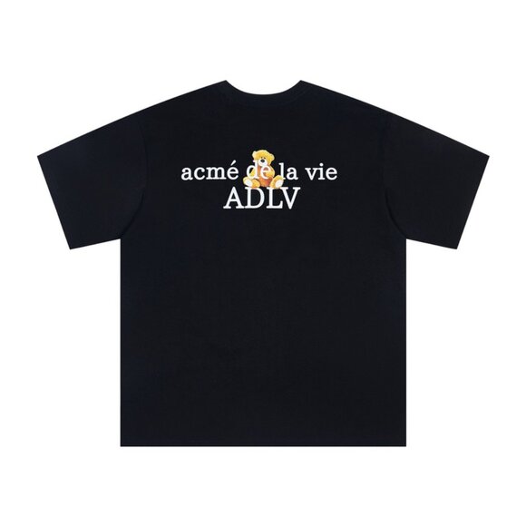 Acme De La Vie Bear Front And Back Print Short Sleeves Print Black - Picture 1 of 9